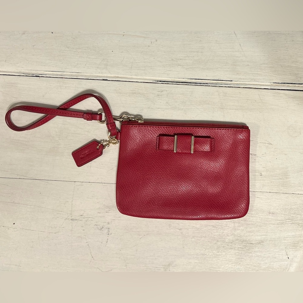 Small deep red coach wristlet